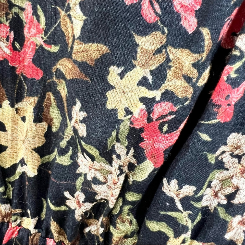 Vintage 80s style Cokluch Montreal black floral gauzy cotton mini summer dress M - Picture 9 of 13